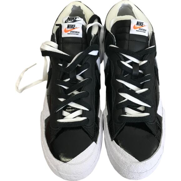 Nike Sacai Blazer Low Sneakers Unisex Size 10/11.5 Shiny Black White DM6443-001 main image 6